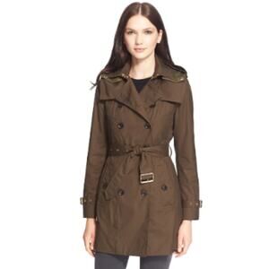 Burberry Brit Reymoore Trench Coat Olive Cotton Double Breasted Jacket sz 6 US